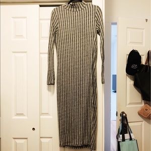 Zara Striped Mock Turtleneck Dress